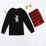 Christmas Family Matching Pajamas Sets Letter Bear Prints Tops and Plaid Pants