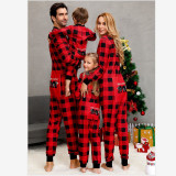 Christmas Family Matching Pajamas Sets Bear Cheeks Red Plaids Jumpsuits Onesies Pajamas