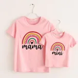 Matching Family Prints Cartoon Rainbow Letter Mom And Me T-Shirts