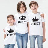 Matching Family Prints Crown King Queen Prince Princess Letter Pure Color Family T-Shirts