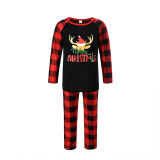 Christmas Family Matching Pajamas Sets Elk Merry Christmas Top and Plaid Pant