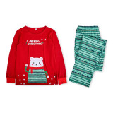 Christmas Family Matching Pajamas Cartoon Bear Tops and Stripe Pants Family Pajamas Sets