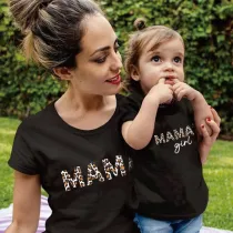 Matching Family Prints Leopard MAMA Mom And Me T-Shirts