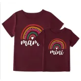 Matching Family Prints Cartoon Rainbow Letter Mom And Me T-Shirts