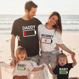 Matching Family Prints Battery Charge Letter Family T-Shirts
