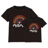 Matching Family Prints Cartoon Rainbow Letter Mom And Me T-Shirts