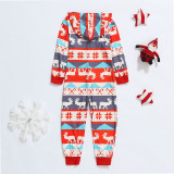 Christmas Family Matching Pajamas Sets Deer Pattern Hooded Jumpsuits