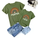 Matching Family Prints Cartoon Rainbow Letter Mom And Me T-Shirts