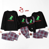 Christmas Family Matching Sleepwear Family Pajamas Sets Green Dinosaur Tops And Plaids Pants