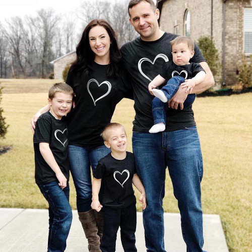 Matching Family Prints Loving Heart Pure Color Family T-Shirts
