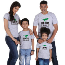 Matching Family Prints Dinosaurs Pure Color Letter Family T-Shirts