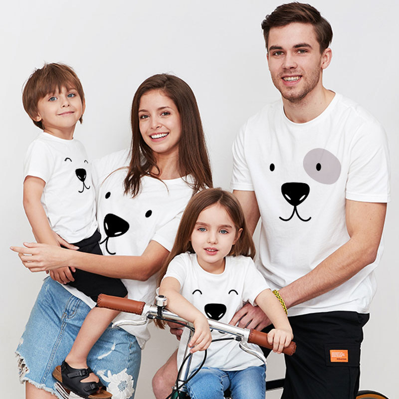 Matching Family Prints Bear Pure Color Family T-Shirts