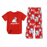 Christmas Family Matching Pajamas Christmas Santa Hat Red T-shirt Top and Unicorn Pants Sets