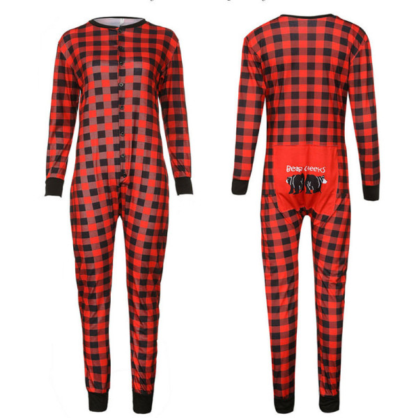 Christmas Family Matching Pajamas Sets Bear Cheeks Prints Red Plaid ...