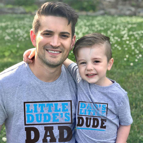 Matching Dad and Me Little Dad Dude Slogan Family T-Shirts