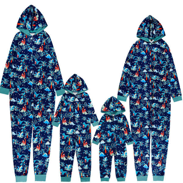 Christmas Family Matching Pajamas Dinosaur Jumpsuit Hooded Pajamas