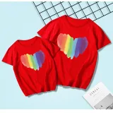 Matching Family Prints Rainbow Heart Style Mom And Me T-Shirts