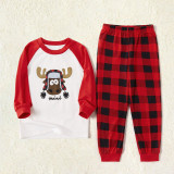Christmas Family Matching Sleepwear Pajamas Sets Red Elk Tops and Plaid Pants Family Pajamas