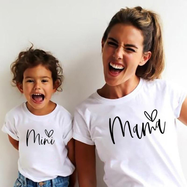 Matching Family Prints Heart MAMA Mom And Me T-shirt Tops