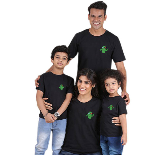 Matching Family Prints Cartoon Cactus Pure Color Family T-Shirts