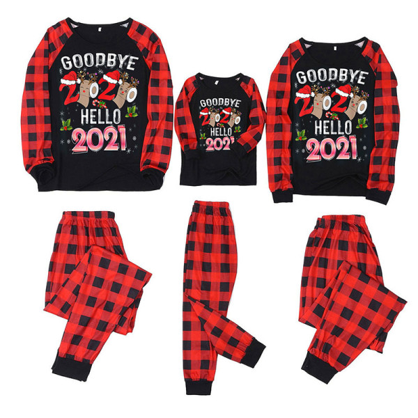 Christmas Family Matching Pajamas Sets Goodbye 2020 Welcome 2021 Tops and Plaid Sets