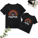 Matching Family Prints Cartoon Rainbow Letter Mom And Me T-Shirts