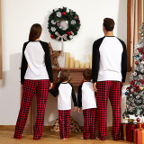 Christmas Family Matching Sleepwear Pajamas Plaids Elk Head Tops and Plaid Pants Family Pajamas Sets