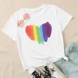 Matching Family Prints Rainbow Heart Style Mom And Me T-Shirts