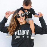 Matching Family Prints Heart Pattern Letter Mom And Kids Sweatshirts Tops