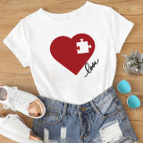Matching Family Prints Heart Puzzles Creative Design Mom And Me T-Shirts