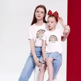 Matching Family Prints Heart Rainbow Pattern Letter Mom And Me T-Shirts