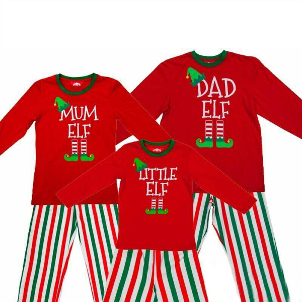 Christmas Family Matching Pajamas Sets Slogan Pattern Prints Tops Vertical Stripe Pants