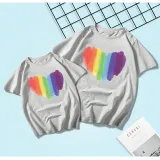 Matching Family Prints Rainbow Heart Style Mom And Me T-Shirts