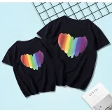 Matching Family Prints Rainbow Heart Style Mom And Me T-Shirts