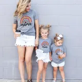 Matching Family Prints Cartoon Rainbow Letter Mom And Me T-Shirts