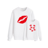 Matching Family Prints Lip Pattern Mom And Me Pure Color Sweatshirt