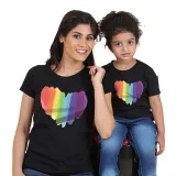 Matching Family Prints Rainbow Heart Style Mom And Me T-Shirts
