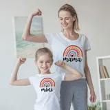 Matching Family Prints Cartoon Rainbow Letter Mom And Me T-Shirts