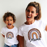 Matching Family Prints Leopard Grain Rainbow Letter Mom And Me T-Shirts