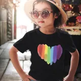 Matching Family Prints Rainbow Heart Style Mom And Me T-Shirts