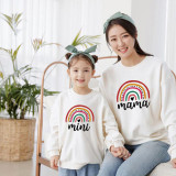 Matching Family Prints Rainbow Heart Pattern Letter Mom And Kids Sweatshirts Tops
