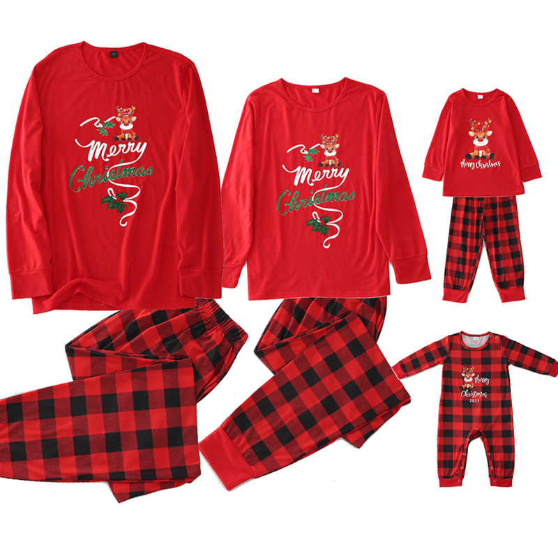 Christmas Family Matching Sleepwear Pajamas Sets Cute Deer Slogan ...
