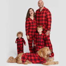 Christmas Family Matching Sleepwear Pajamas Sets Red Plaids Shirts Set
