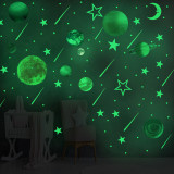 Home Decorative Creative Night Light Star Moon Planet Decorative Wallpaper Bedroom Children's Room Green Fluorescent