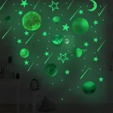 Home Decorative Creative Night Light Star Moon Planet Decorative Wallpaper Bedroom Children's Room Green Fluorescent