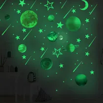 Home Decorative Creative Night Light Star Moon Planet Decorative Wallpaper Bedroom Children's Room Green Fluorescent