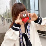 Cute Happy Honey Brown Bear Silicone Coin Purse Single Shoulder Bag