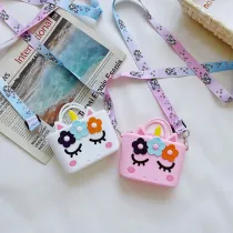 Cute Unicorn Flowers Mini Silicone Bag Single Shoulder Bag Coin Purse