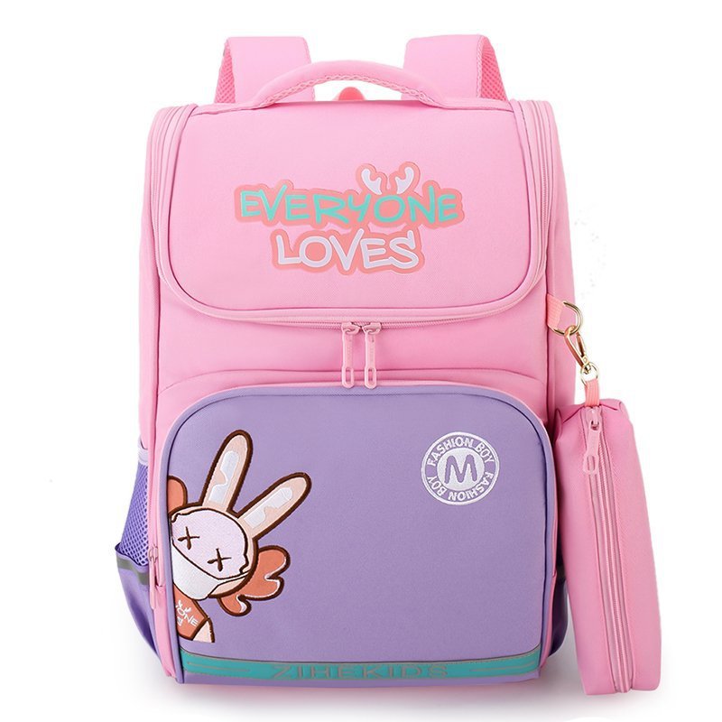 Elementary School Backpack Bunny Student School Bag With Pencil Box