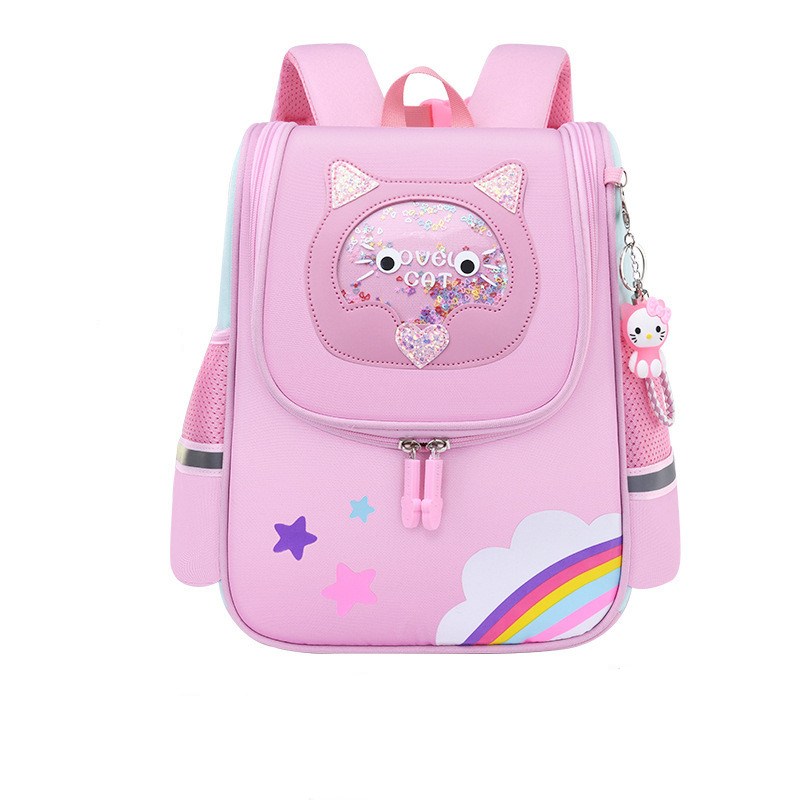 Kids Pink Rainbow Cat Kindergarten Schoolbag Backpack Bag